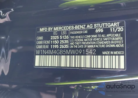 2021 Mercedes-Benz Glb 250 z USA, uszkodzony, nr VIN W1N4M4GB5MW091542